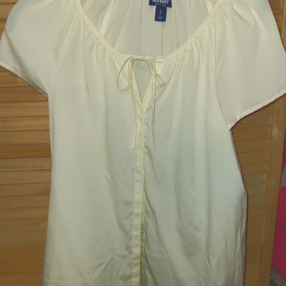 Ivory silk like blouse button down size small